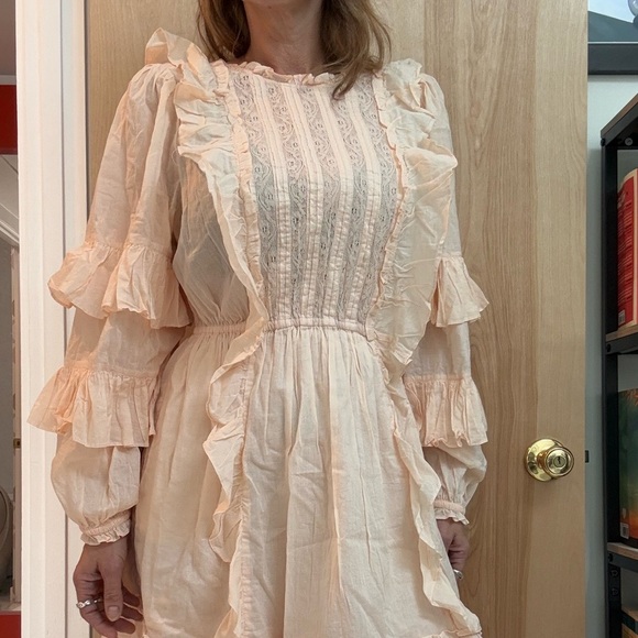 NWT Happy x Nature Ruffled Peach Dress Size S (feminine summer spring) - Picture 6 of 12